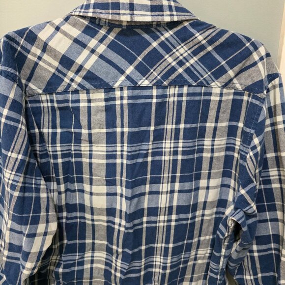 American Rag Blue White Plaid Button Up Shirt Large Snap Closure Western - Picture 2 of 7